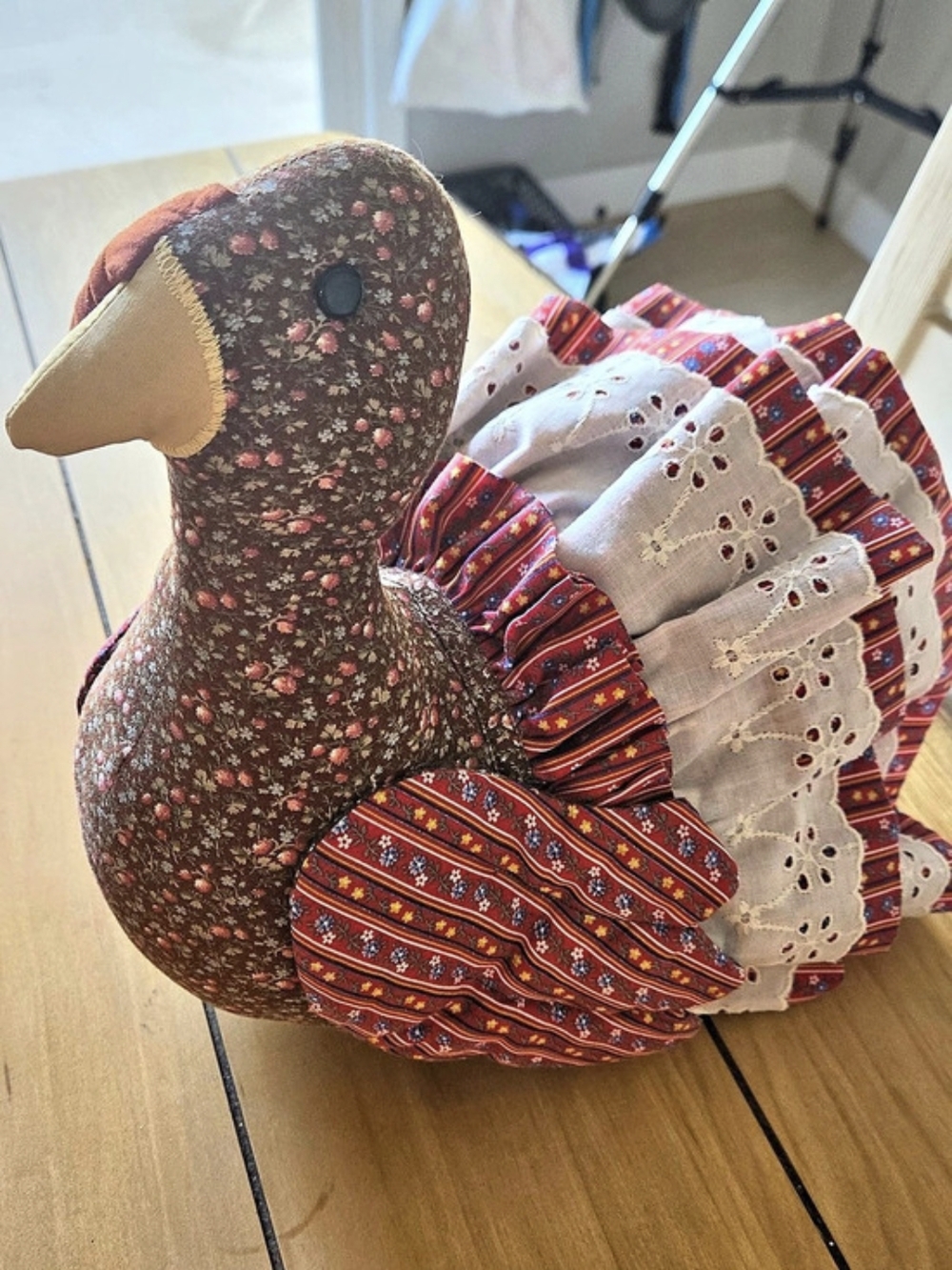 Vintage Floral Fabric Turkey Decor